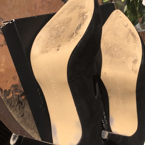Saks Fifth Avenue Black Suede Heels GUC - Picture 4 of 5